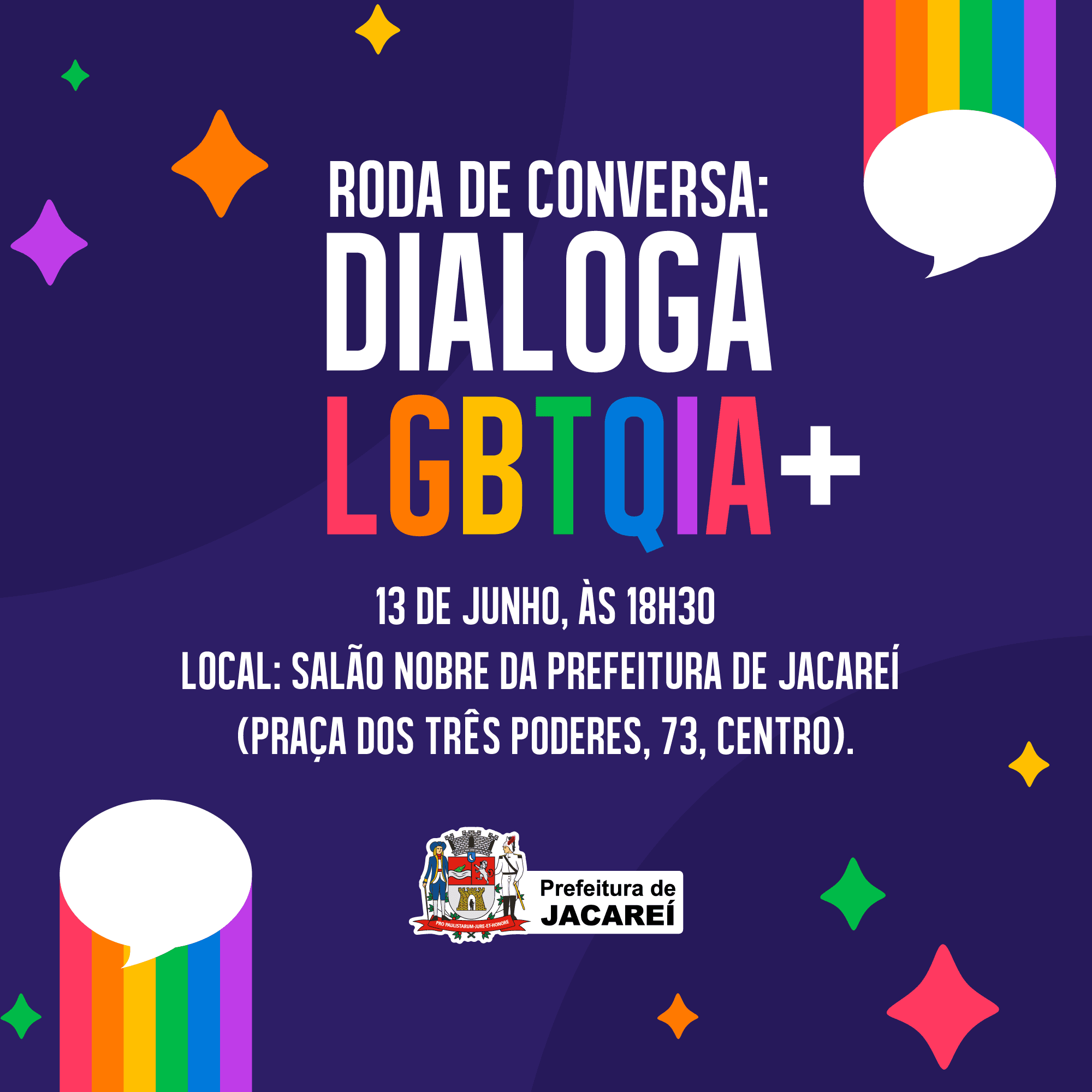 Prefeitura de Jacareí promove ‘Dialoga LGBTQIA+’ na segunda-feira (13), no Paço Municipal