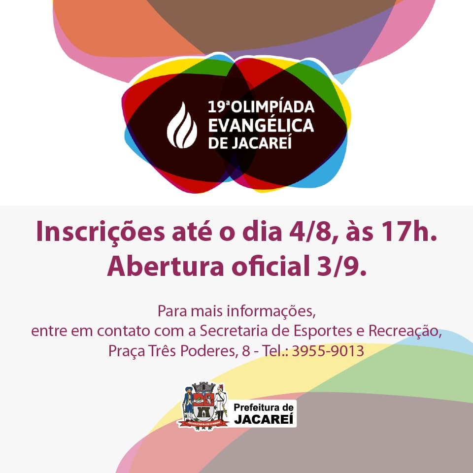 Inscrições abertas! Igrejas já podem se inscrever para a 19ª edição das Olimpíadas Evangélicas de Jacareí