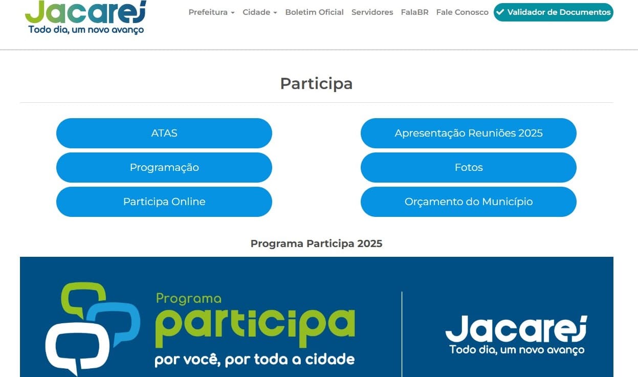 Moradores podem enviar propostas e sugestões de melhorias pelo ‘Participa’ on-line