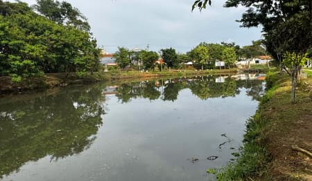 Prefeitura realiza limpeza do Lago do Jaú, no Parque Califórnia