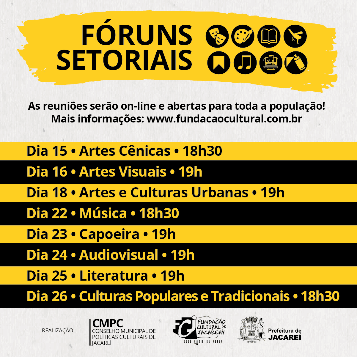 Fundação Cultural divulga calendário de fevereiro dos Fóruns Setoriais