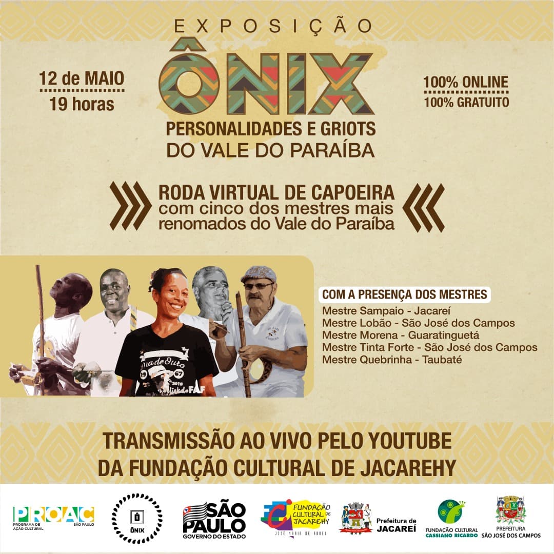 Exposição Ônix promove roda de capoeira online com mestres do Vale