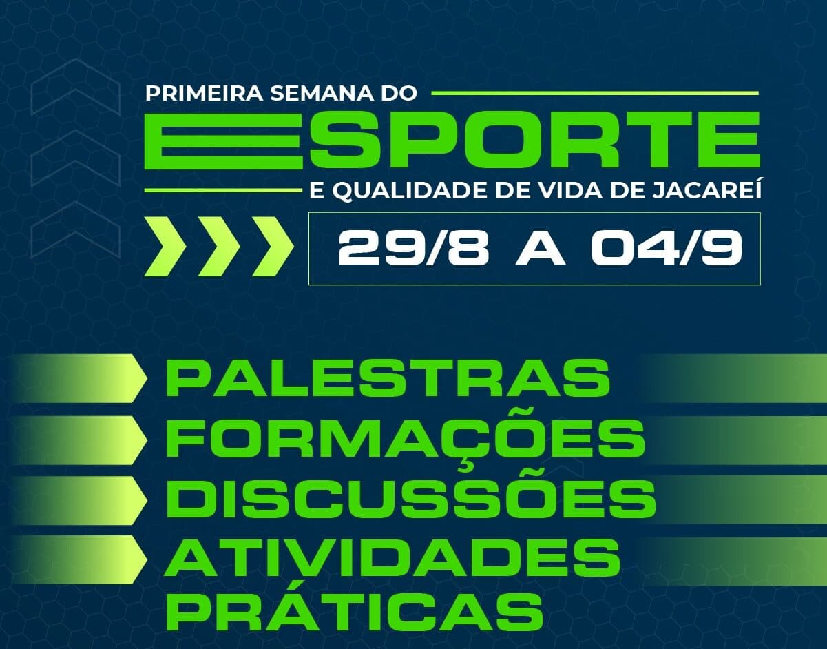 Prefeitura promove ‘1ª Semana do Esporte e Qualidade de Vida de Jacareí’, entre 29 de agosto e 4 de setembro