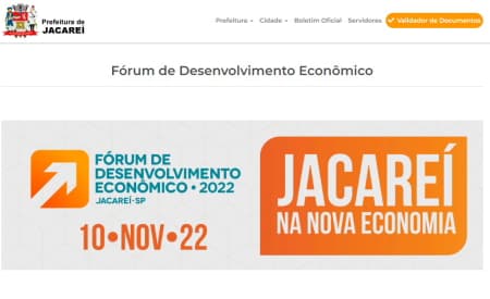 Jacareí promoverá ‘Fórum de Desenvolvimento Econômico’ em novembro e página oficial do evento já está no ar