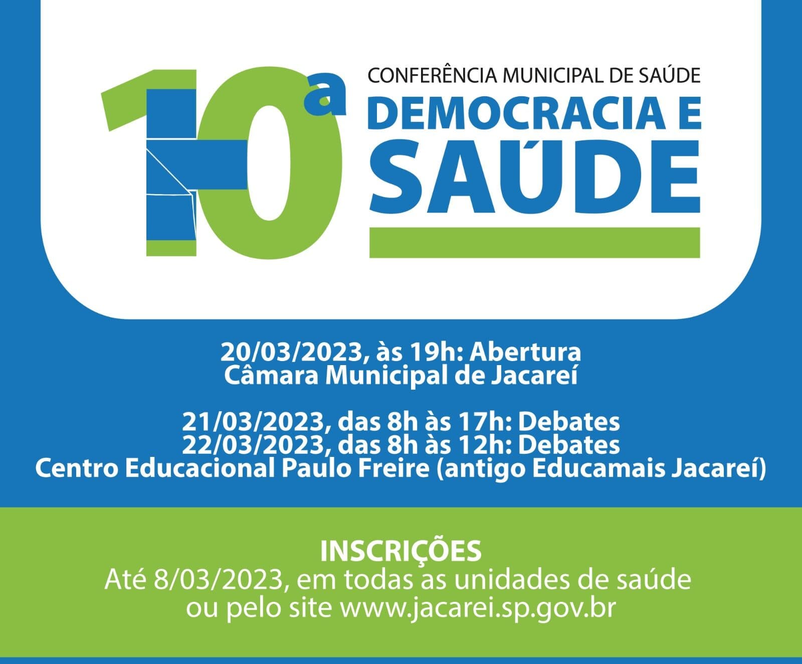 Inscrições para a ‘10ª Conferência Municipal de Saúde’ de Jacareí foram prorrogadas