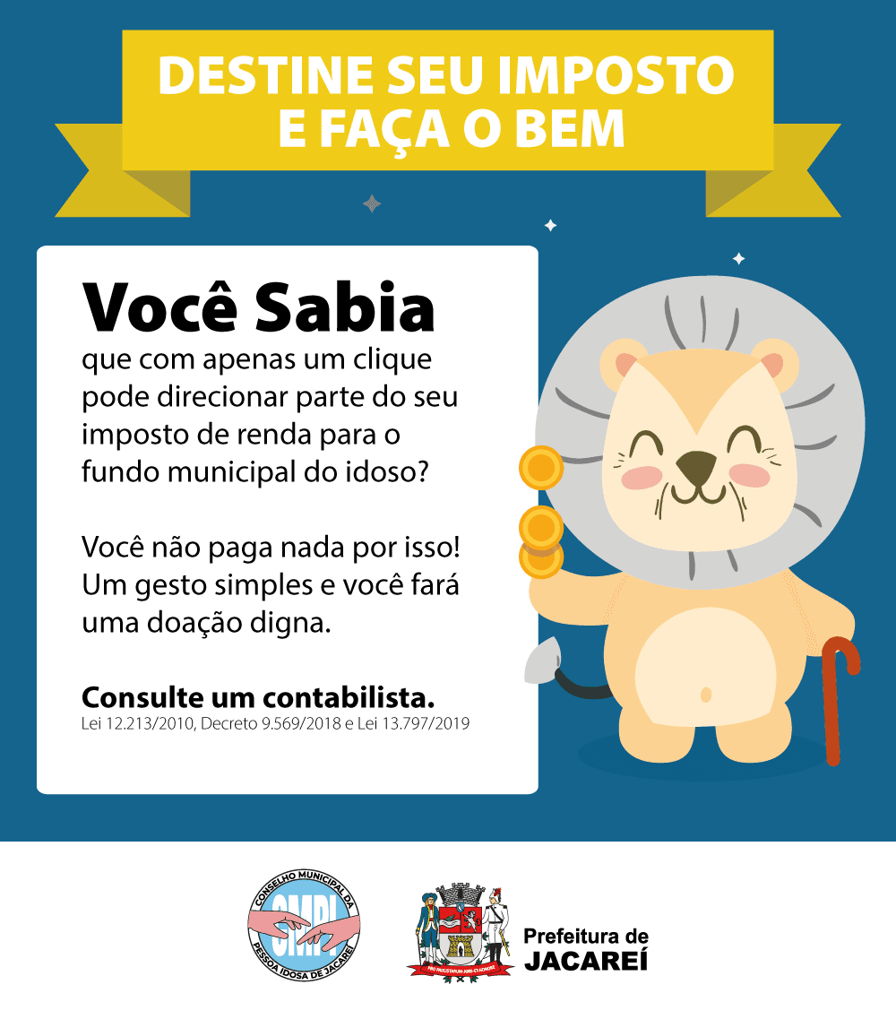 Imposto de Renda 2023: declaração possibilita direcionar até 6% para Fundo Municipal dos Direitos da Criança e do Adolescente e para o Fundo Municipal do Idoso, em Jacareí