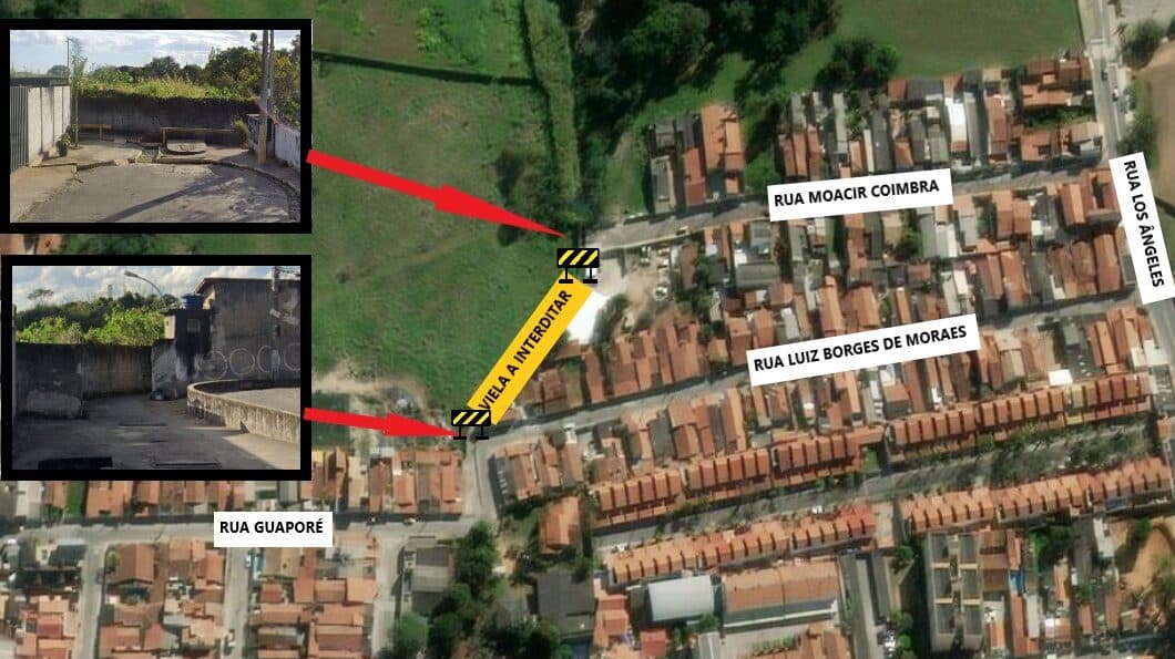 Viela no Jardim Luiza é interditada com avanço das obras de drenagem, no entorno do Córrego Seco. Veja este e outros fechamentos desta fase