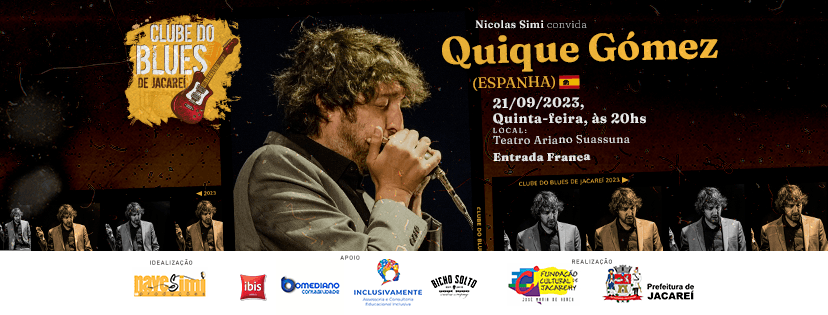 Clube do Blues acontece nesta quinta-feira (21) e recebe o artista Quiqué Gomez (Espanha) no Teatro Ariano Suassuna