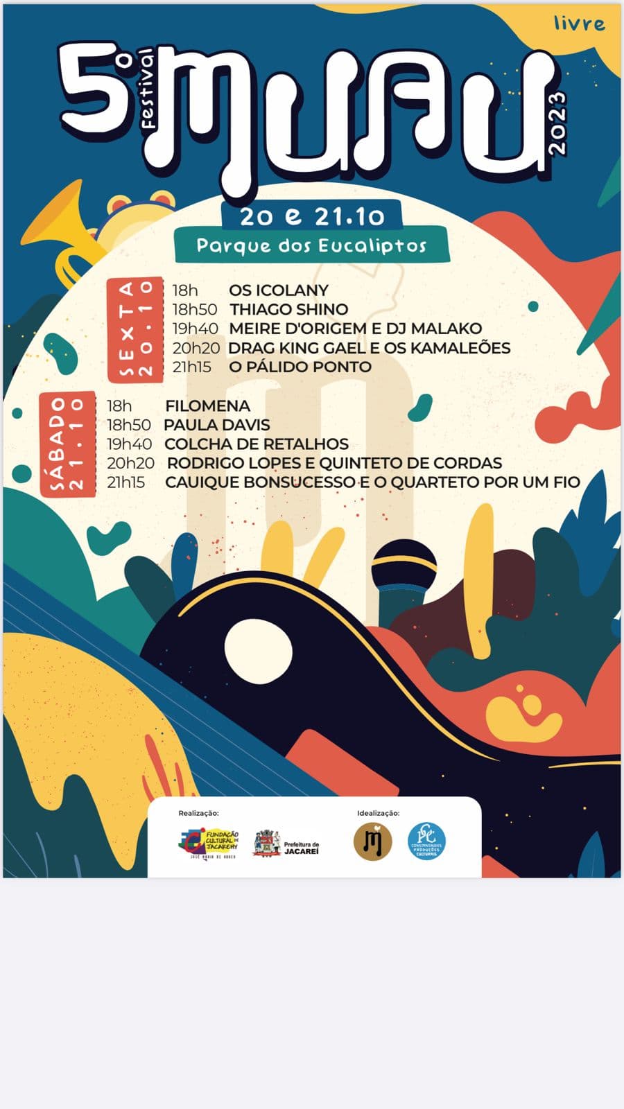 Festival de Música Autoral de Jacarehy (MUAU) começa nesta sexta (20) com shows gratuitos no Parque dos Eucaliptos
