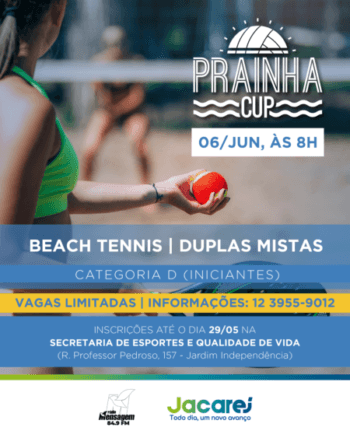 Campeonato Municipal de Beach Tennis para iniciantes está com inscrições abertas, em Jacareí